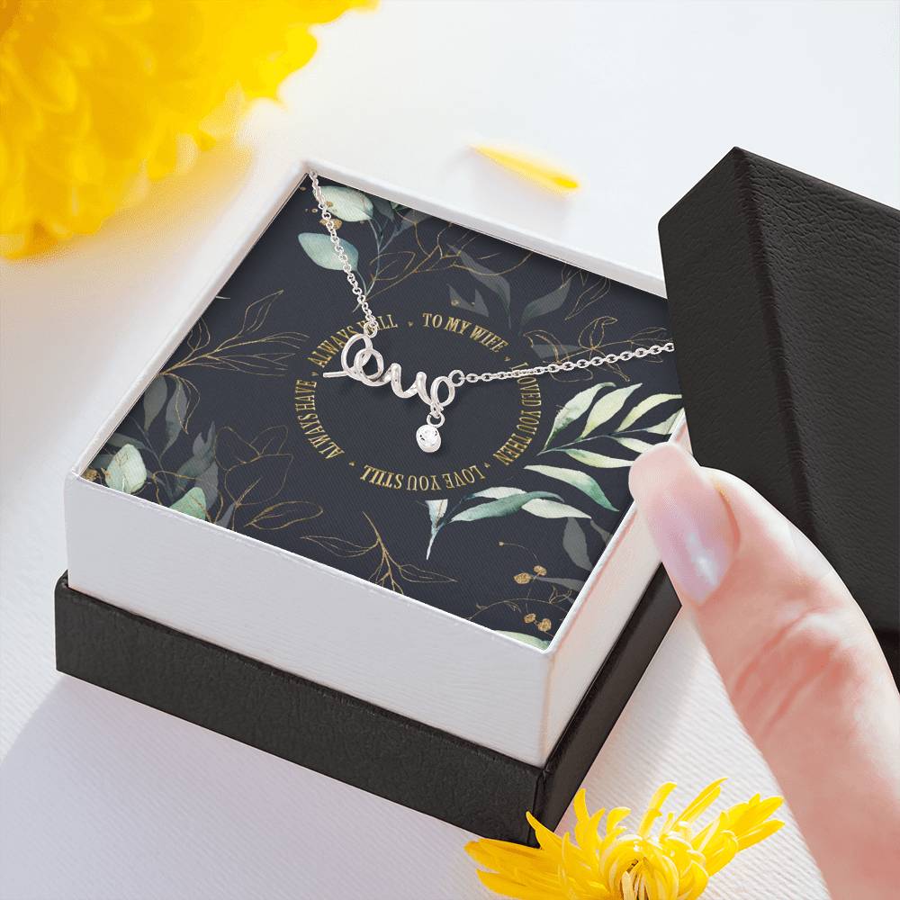 Personalized Gift Wife Necklace  for Her Valentines Birthday Anniversary Gift Scripted  Love Necklace for Women with Message  Card