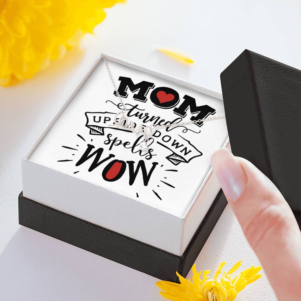 Personalized Gift Mother Necklace for Mom Valentines Birthday Gift Silver Jewelry Scripted Love Necklace for Women with Message  Card
