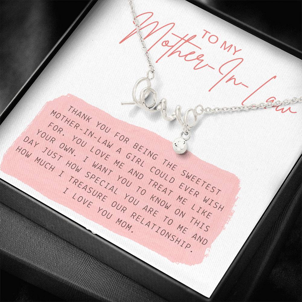 Mother's Day Necklace To My Mother In Law Love Scripted Pendent For Groom's Mom On Wedding Engagement Ceremony Gift