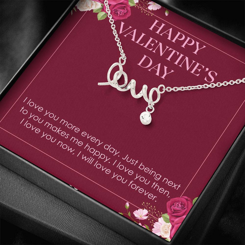 Personalized Necklace Gift For Wife Girlfriend Valentines Love Scripted Pendant On Valentine's Day