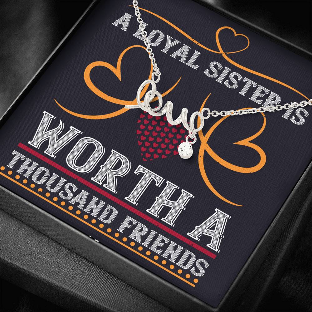 Personalized Gift Sister Necklace for Her Valentines Birthday  Gift Scripted  Love Necklace for Women with Message  Card