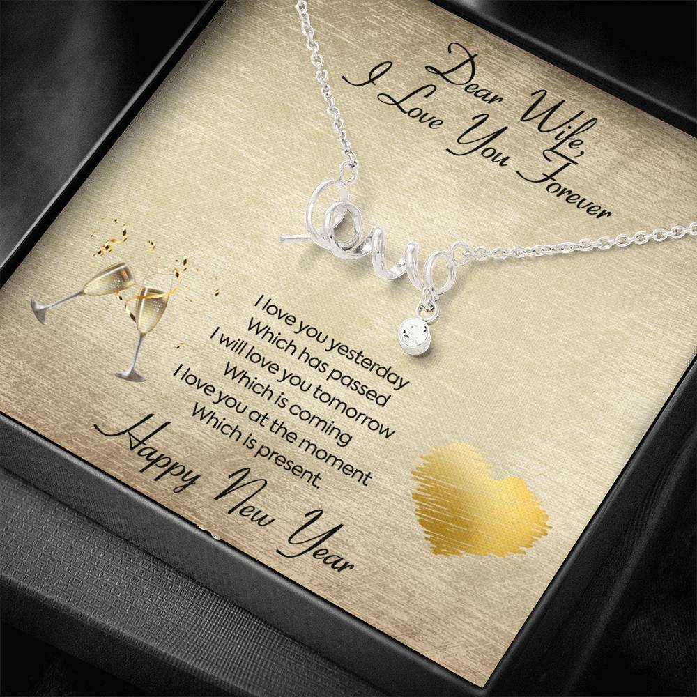 Personalized To My Wife Necklace for Her Birthday Valentines Anniversary Gift to my Wife Scripted Love Hearts Necklace for Women with Message  Card