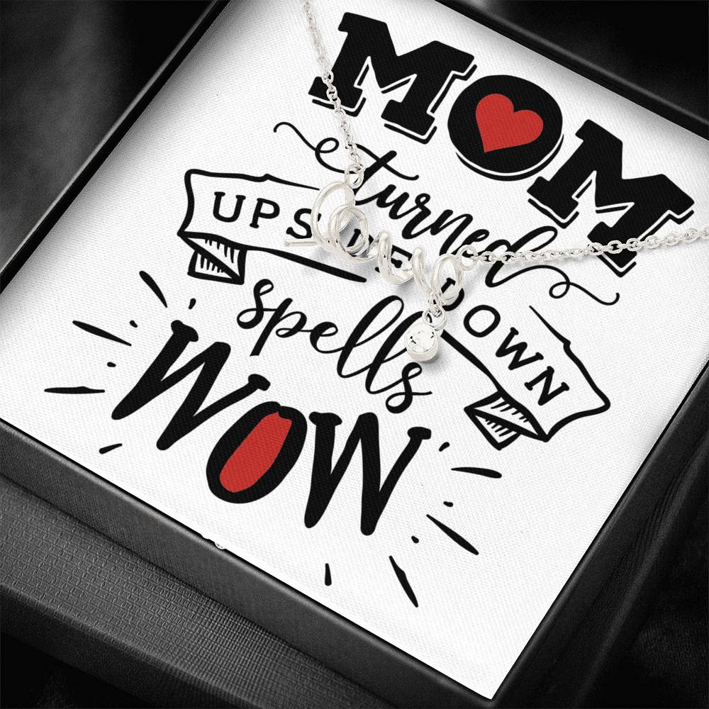 Personalized Gift Mother Necklace for Mom Valentines Birthday Gift Silver Jewelry Scripted Love Necklace for Women with Message  Card