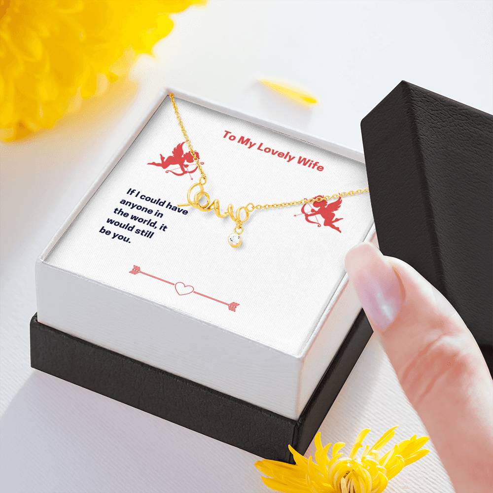 Personalized To my Wife Necklace  for Her Valentines Birthday Gift Scripted Love Necklace for Women with Message  Card