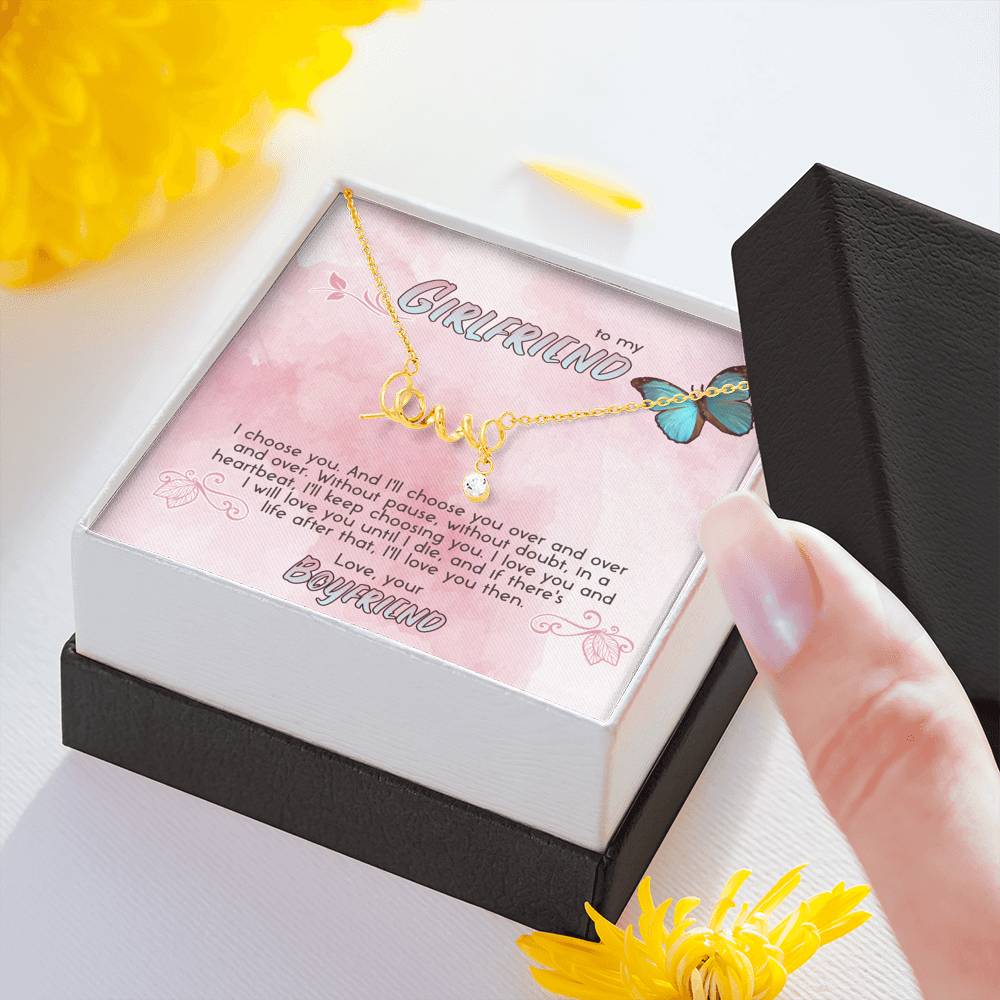 Valentine Day Love Engraved Necklace Forever Love Bond Girlfriend Gift