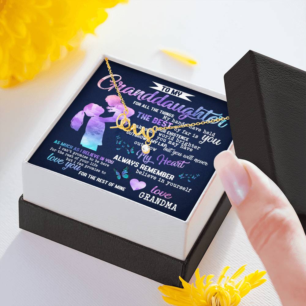 Personalized Granddaughter Necklace  for Her Birthday Valentines Gift Scripted Love Necklace for Women with Message  Card