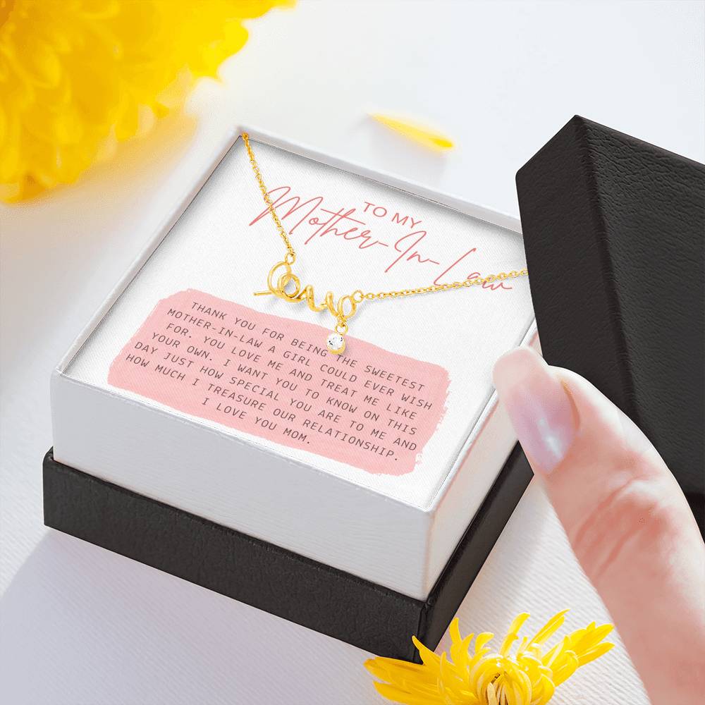 Mother's Day Necklace To My Mother In Law Love Scripted Pendent For Groom's Mom On Wedding Engagement Ceremony Gift