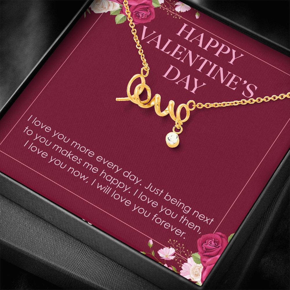 Personalized Necklace Gift For Wife Girlfriend Valentines Love Scripted Pendant On Valentine's Day