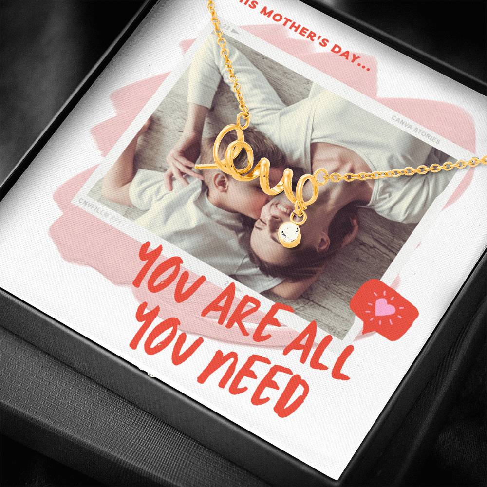 Personalized Gift Mother Necklace for Her Valentines Birthday  Gift Scripted  Love Necklace for Women with Message  Card