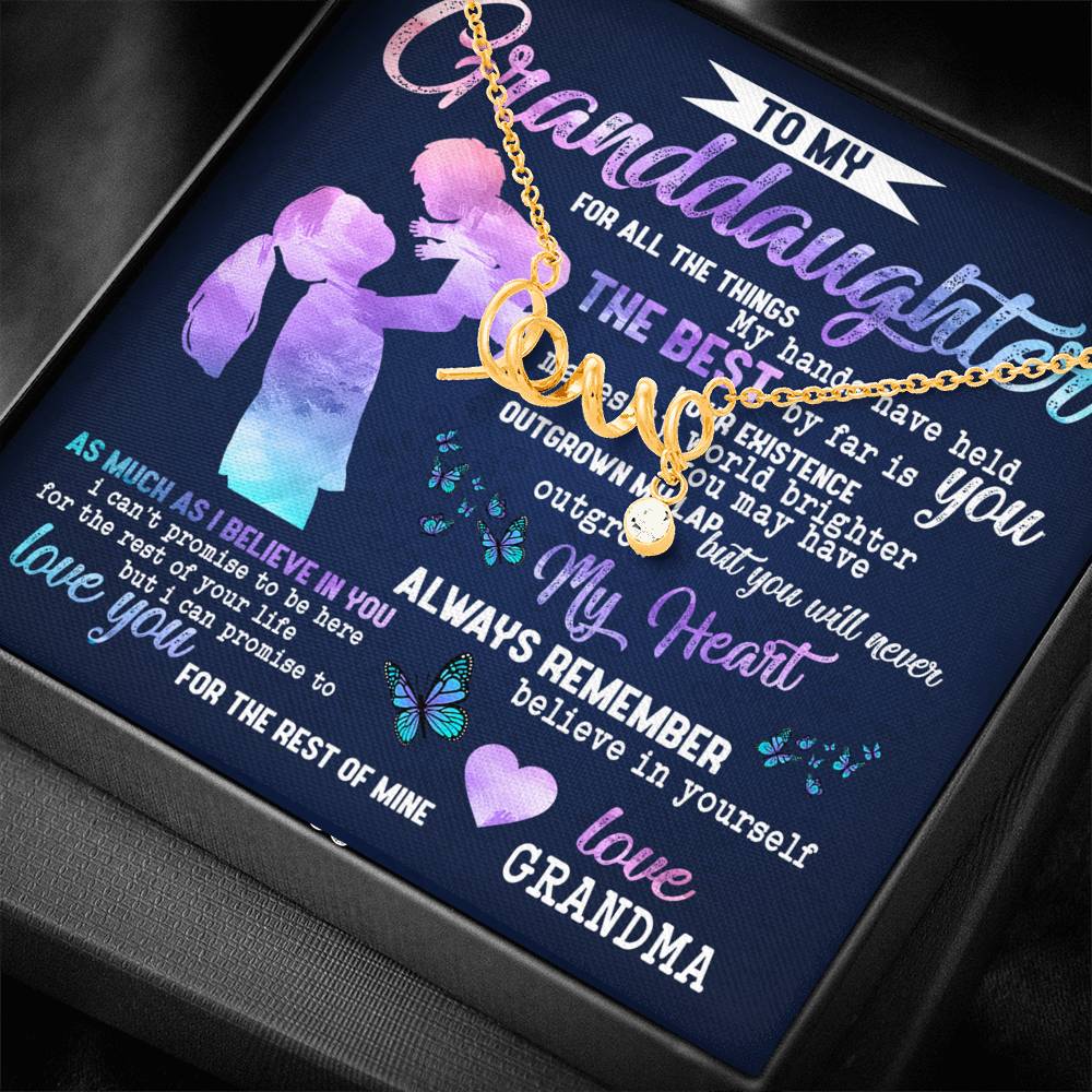 Personalized Granddaughter Necklace  for Her Birthday Valentines Gift Scripted Love Necklace for Women with Message  Card