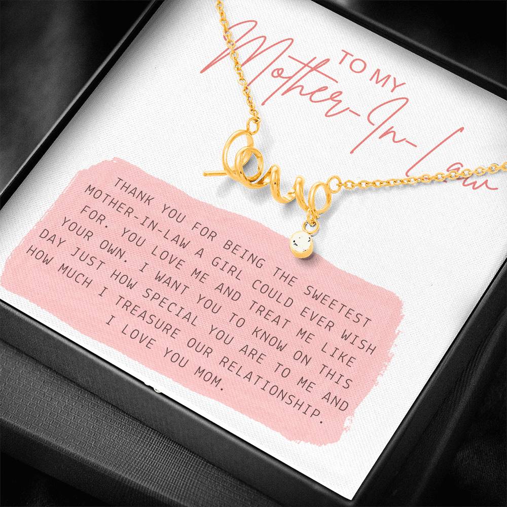 Mother's Day Necklace To My Mother In Law Love Scripted Pendent For Groom's Mom On Wedding Engagement Ceremony Gift