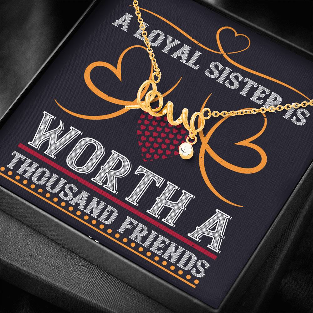 Personalized Gift Sister Necklace for Her Valentines Birthday  Gift Scripted  Love Necklace for Women with Message  Card