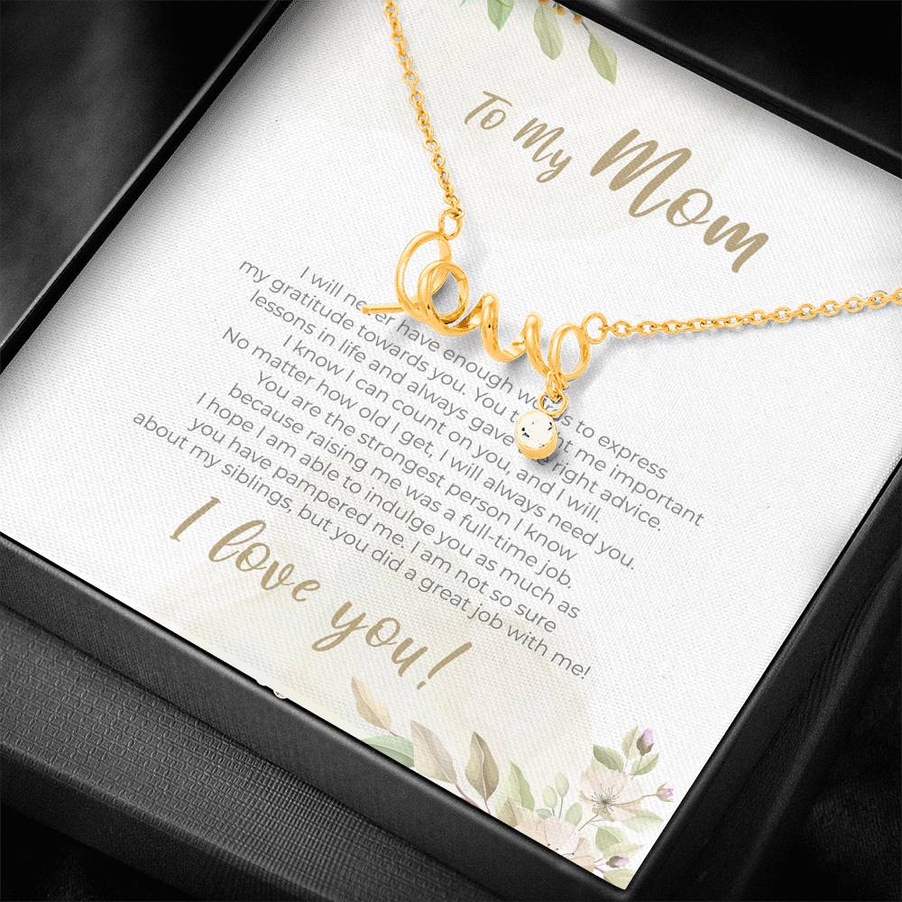 Mother's Day Love Engraved Necklace Gift To My Mom From Daughter Son