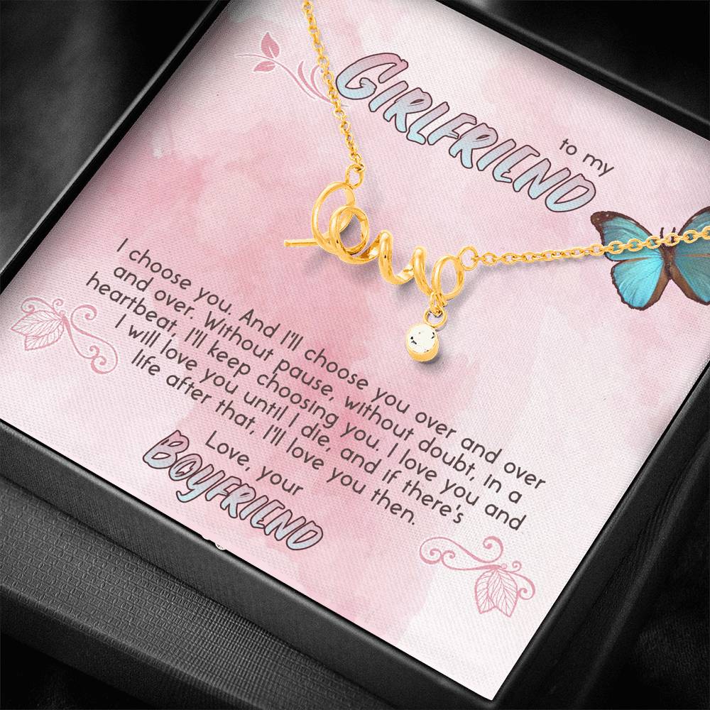 Valentine Day Love Engraved Necklace Forever Love Bond Girlfriend Gift