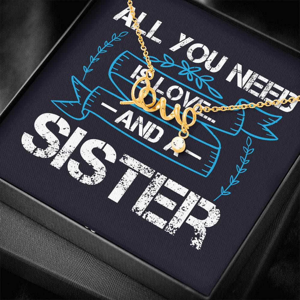 Personalized Gift Sister Necklace for Her Valentines Birthday  Gift Scripted Love Necklace for Women with Message  Card