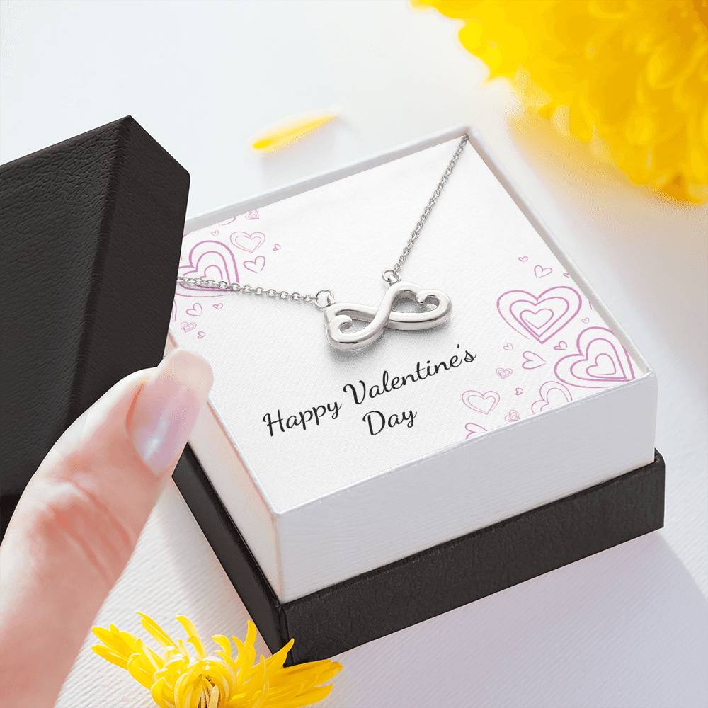 Personalized Wife Girlfriend Necklace  for Her Valentines Birthday Anniversary Gift Infinity  Hearts Necklace for Women with Message  Card