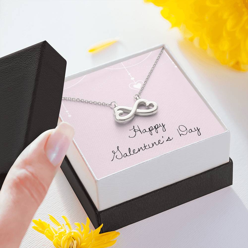 Personalized Wife Girlfriend Necklace  for Her Valentines Birthday Anniversary Gift Infinity Hearts Necklace for Women with Message  Card