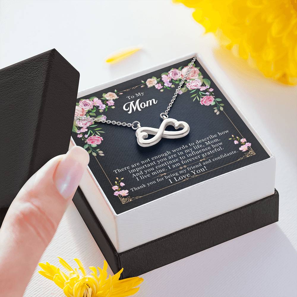 Personalized Gift To My Mom Necklace Birthday Valentines Gift to my mother Silver Jewelry for Women Infinity Necklace with Message Card