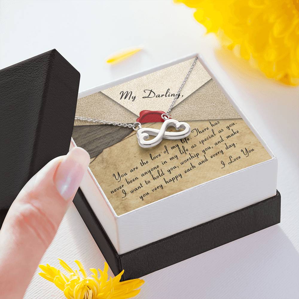 Personalized Girlfriend Wife Necklace  for Her Valentines Birthday Anniversary Gift Infinity Hearts Necklace for Women with Message  Card