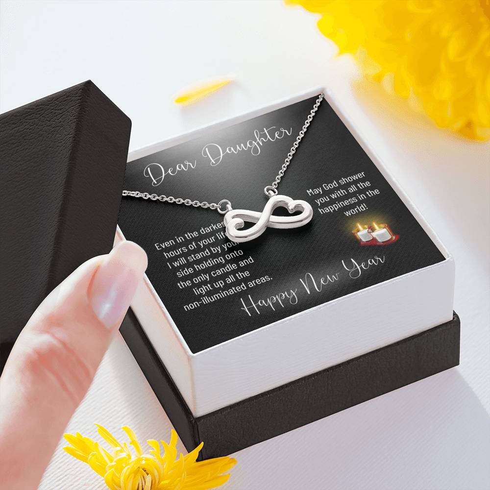 Personalized Gift Daughter Necklace for Her Valentines Birthday  Gift Infinity Hearts Necklace for Women with Message  Card