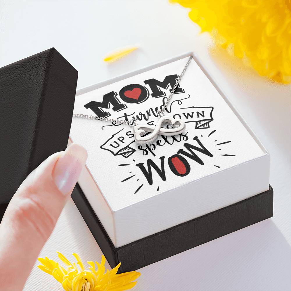 Personalized Gift Mother Necklace for Mom Valentines Birthday Gift Silver Jewelry Infinity Hearts Necklace for Women with Message  Card
