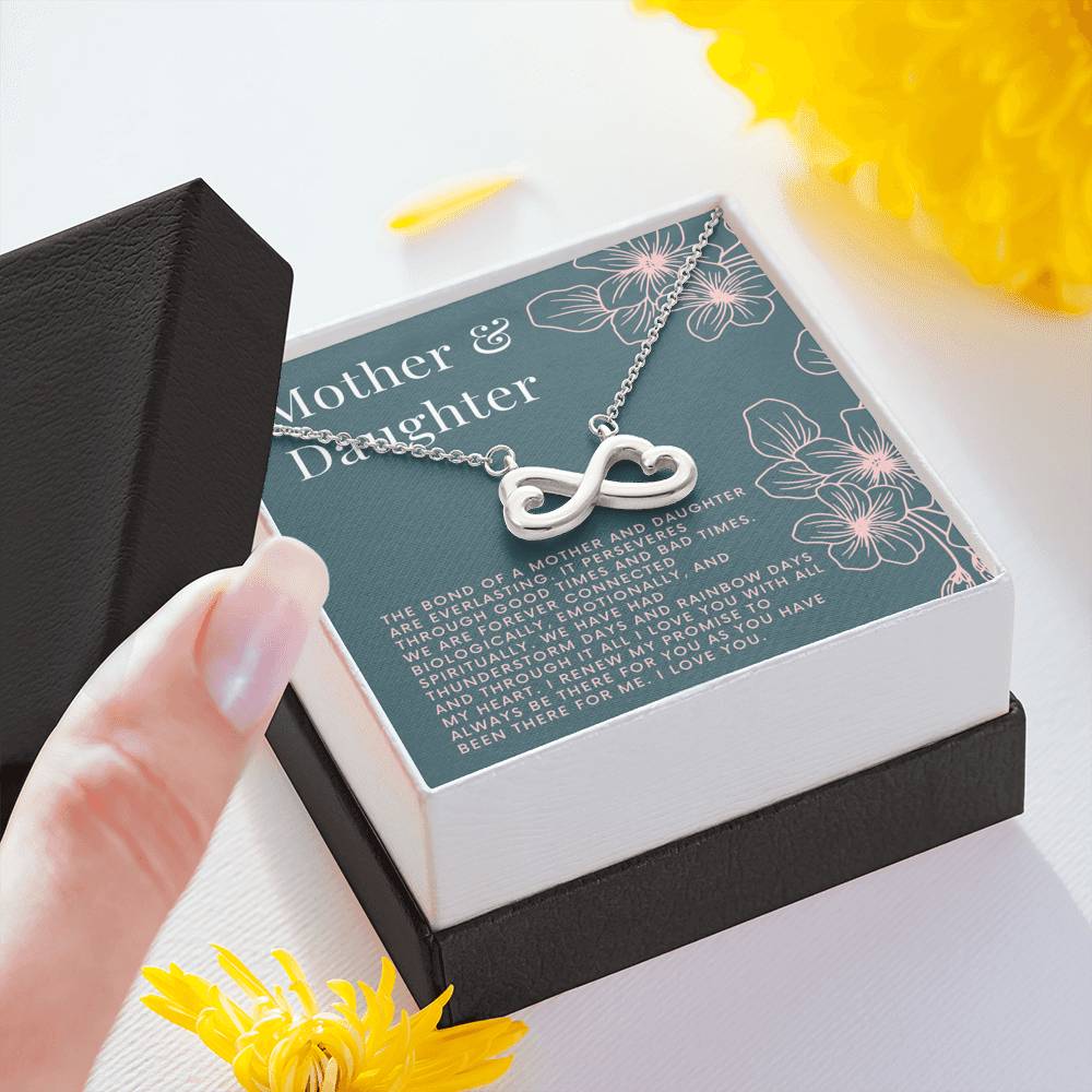 Daughter Mother Necklace Infinity Shaped Heart Pendant To My Mom On Birthday Mother's Day Gift