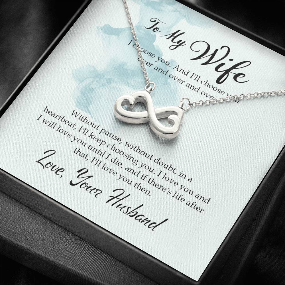 Infinity Necklace Gift For Wife From Husband Valentine's Day Engagement Anniversary  For Women Personalized Small Pendant POD Message For Her