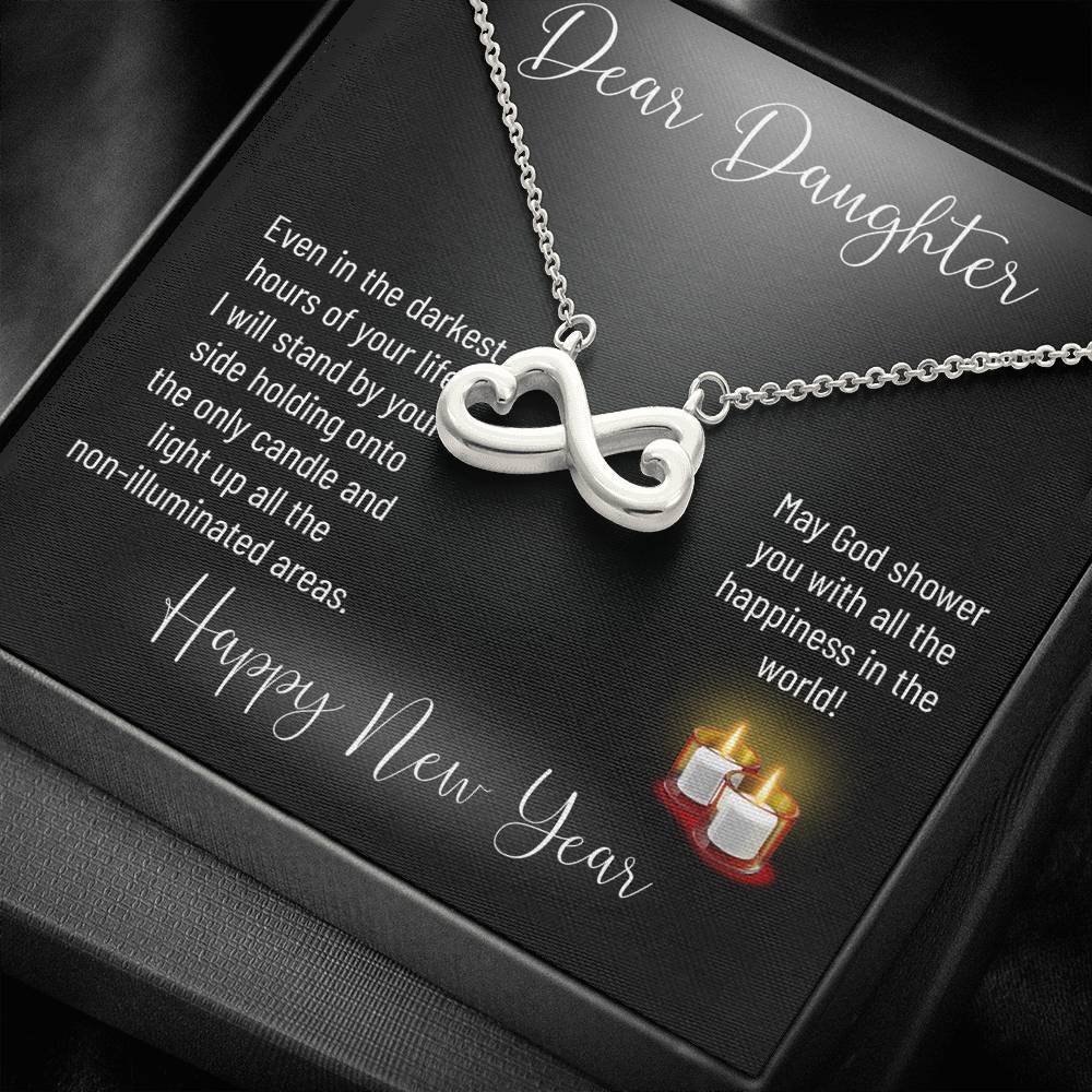 Personalized Gift Daughter Necklace for Her Valentines Birthday  Gift Infinity Hearts Necklace for Women with Message  Card