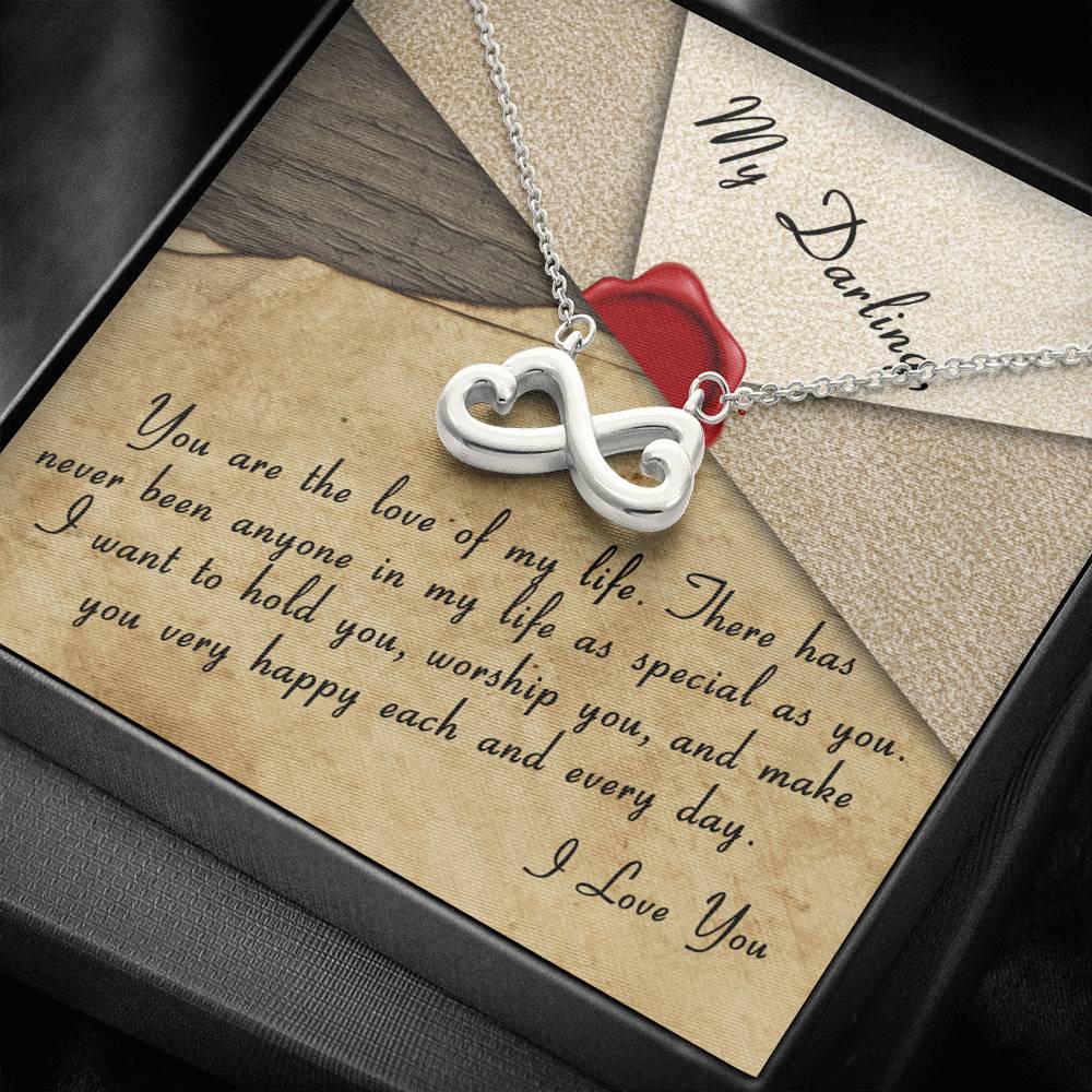 Personalized Girlfriend Wife Necklace  for Her Valentines Birthday Anniversary Gift Infinity Hearts Necklace for Women with Message  Card