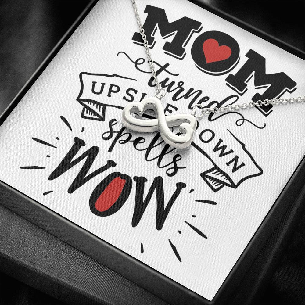 Personalized Gift Mother Necklace for Mom Valentines Birthday Gift Silver Jewelry Infinity Hearts Necklace for Women with Message  Card