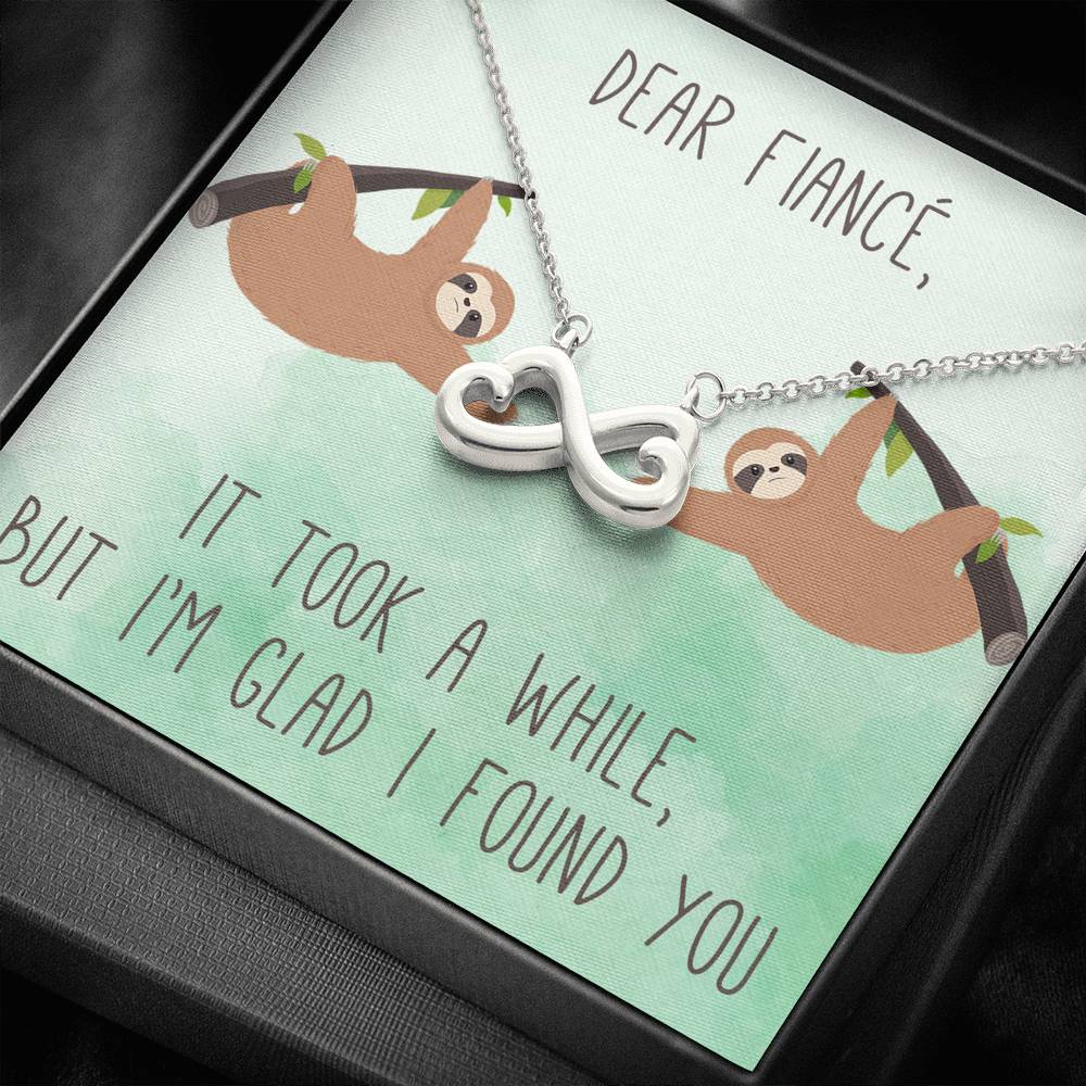 Personalized To my Fiance Necklace  for Her Valentines Birthday Anniversary Gift Infinity Hearts Necklace for Women with Message  Card