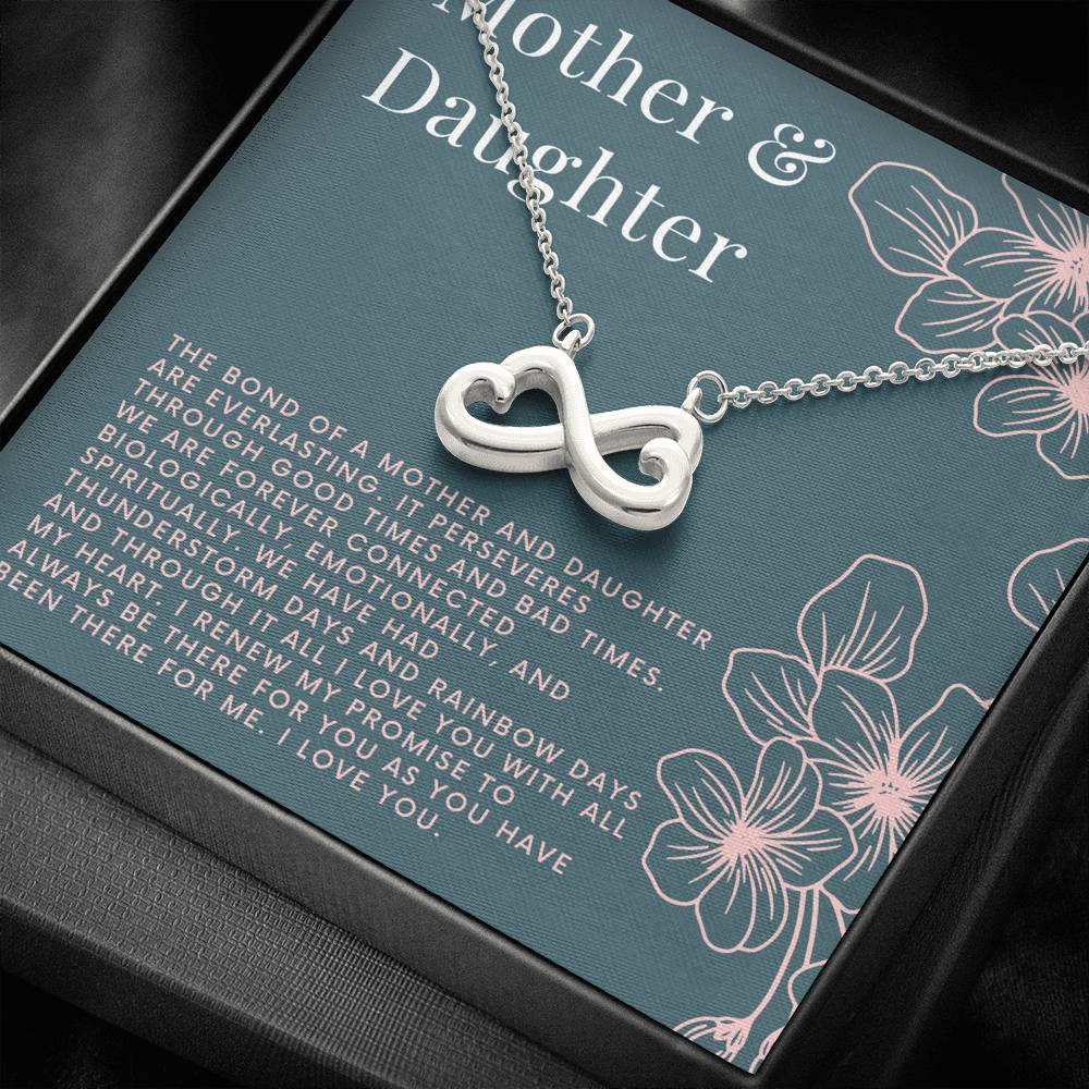 Daughter Mother Necklace Infinity Shaped Heart Pendant To My Mom On Birthday Mother's Day Gift