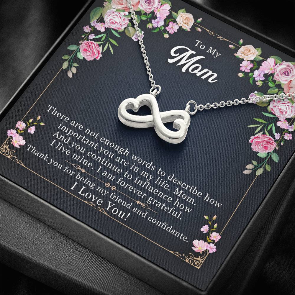 Personalized Gift To My Mom Necklace Birthday Valentines Gift to my mother Silver Jewelry for Women Infinity Necklace with Message Card