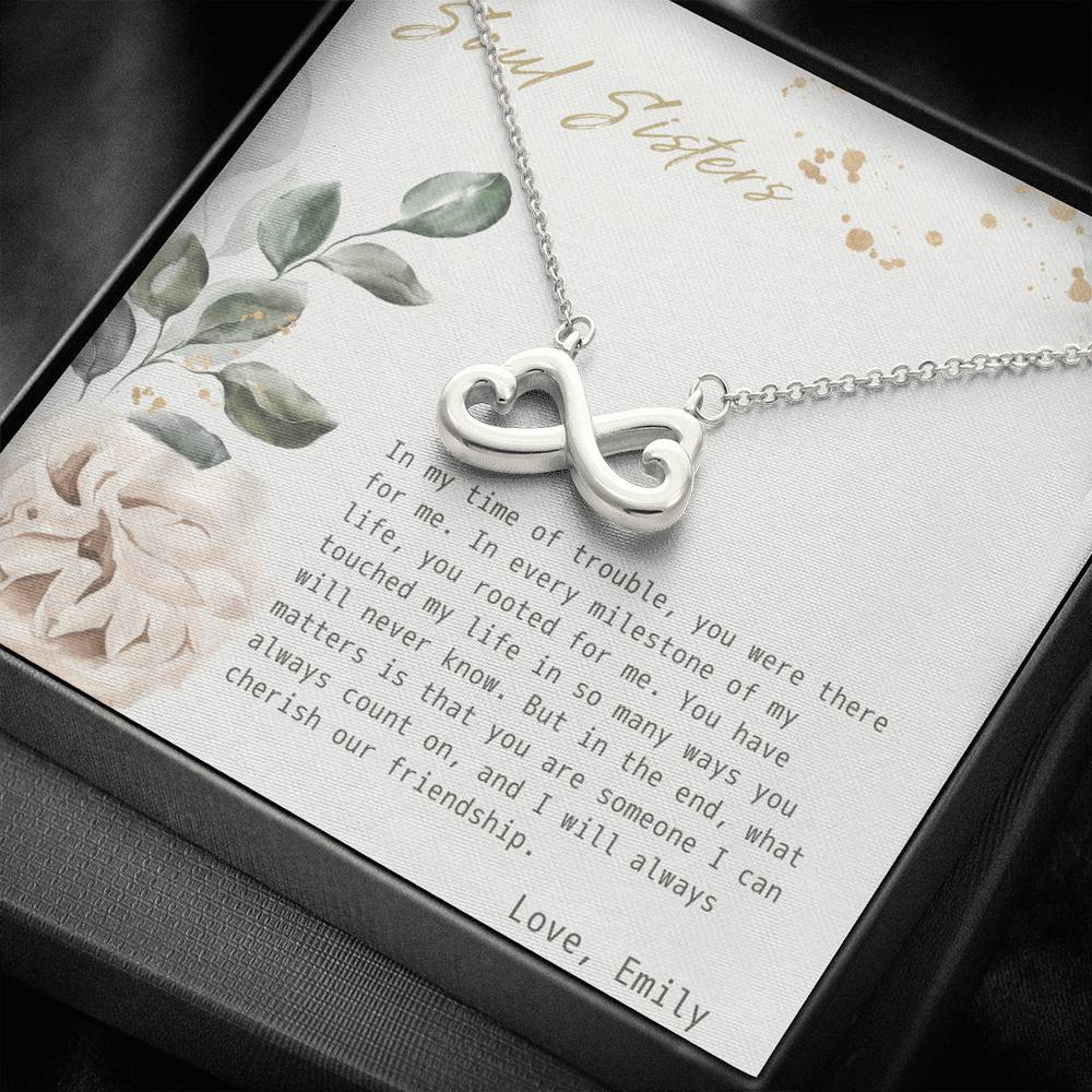 Necklace Gift To My Soul Sister On Her Engagement Wedding Birthday Infinity Heart Pendent With The Message Card