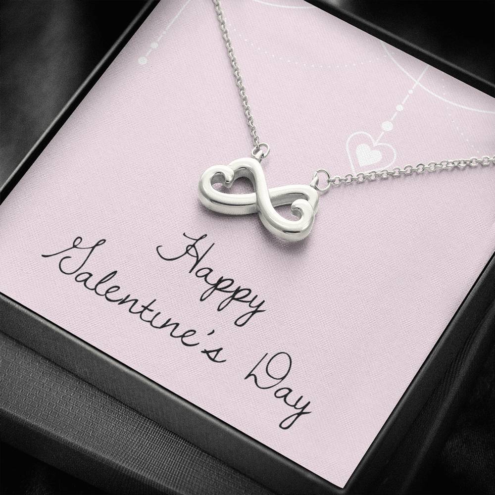 Personalized Wife Girlfriend Necklace  for Her Valentines Birthday Anniversary Gift Infinity Hearts Necklace for Women with Message  Card