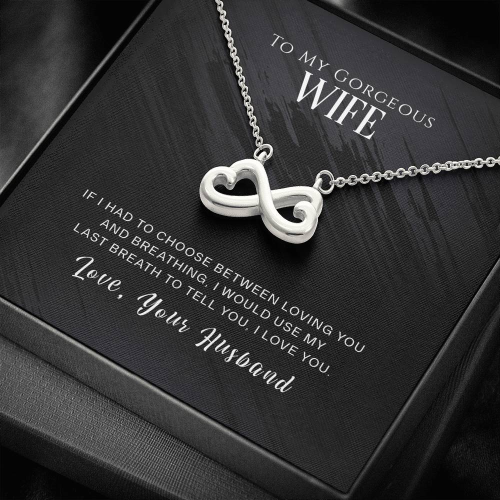 Personalized To My Wife Necklace  for Her Birthday Valentines Anniversary Gift for Wife Infinity Hearts Necklace for Women with Message  Card
