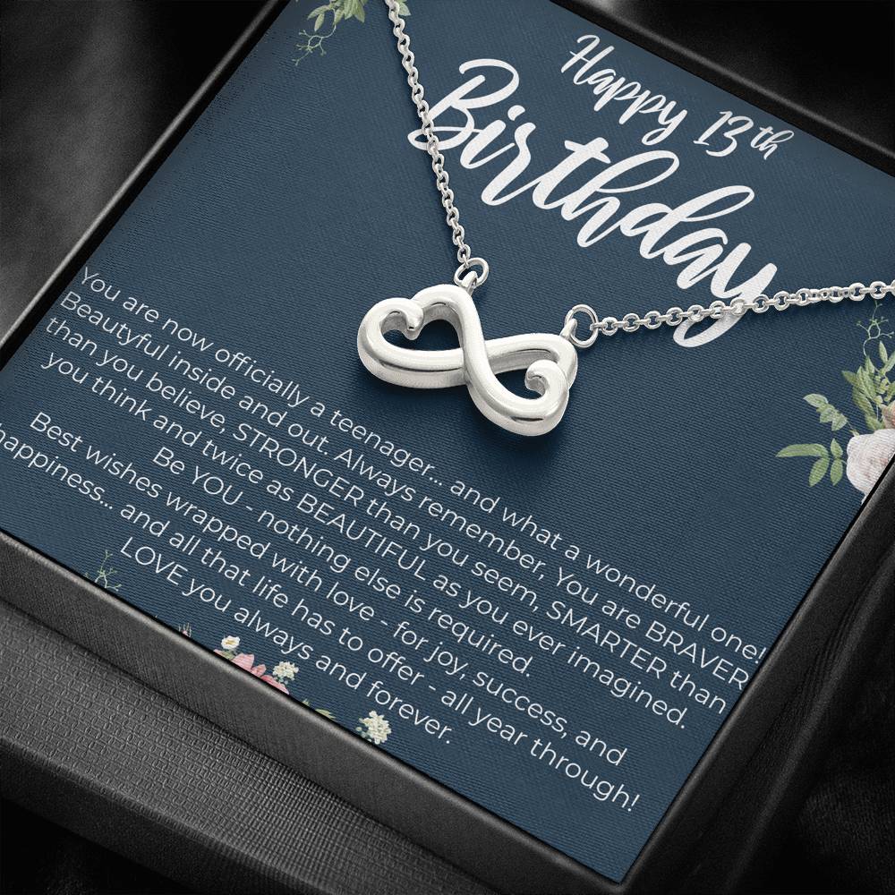 Personalized Daughter Sister Niece Necklace for Her Valentines Birthday Gift Infinite Hearts Necklace for Women with Message  Card