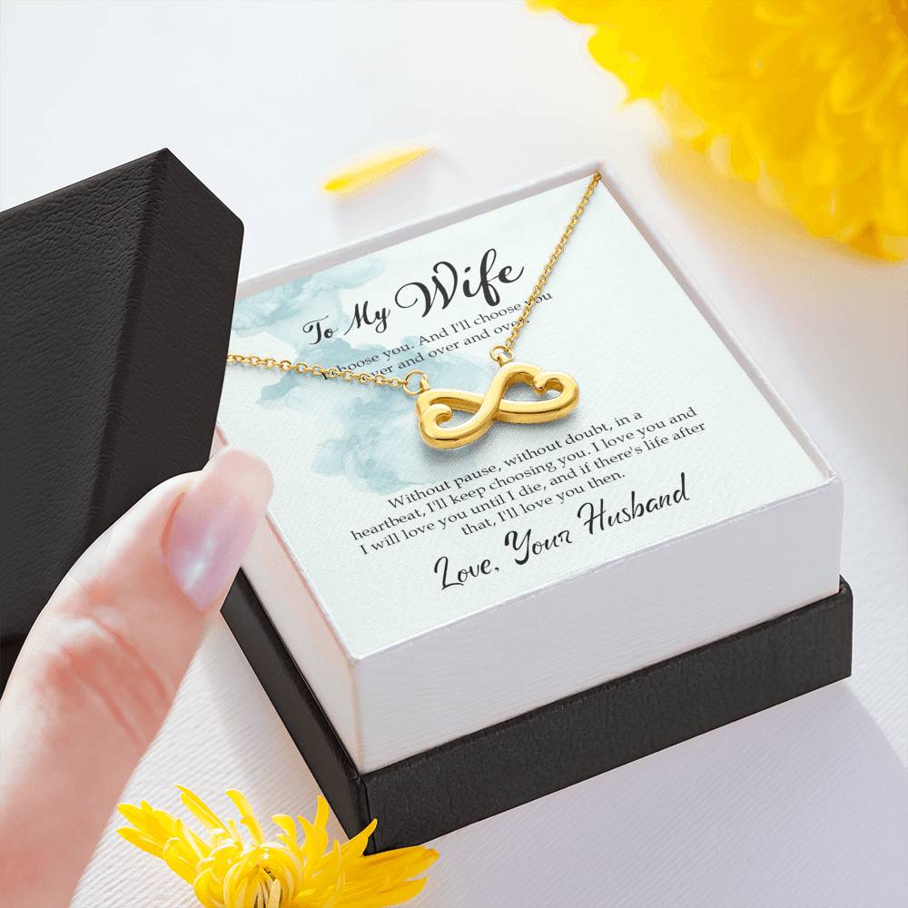 Infinity Necklace Gift For Wife From Husband Valentine's Day Engagement Anniversary  For Women Personalized Small Pendant POD Message For Her