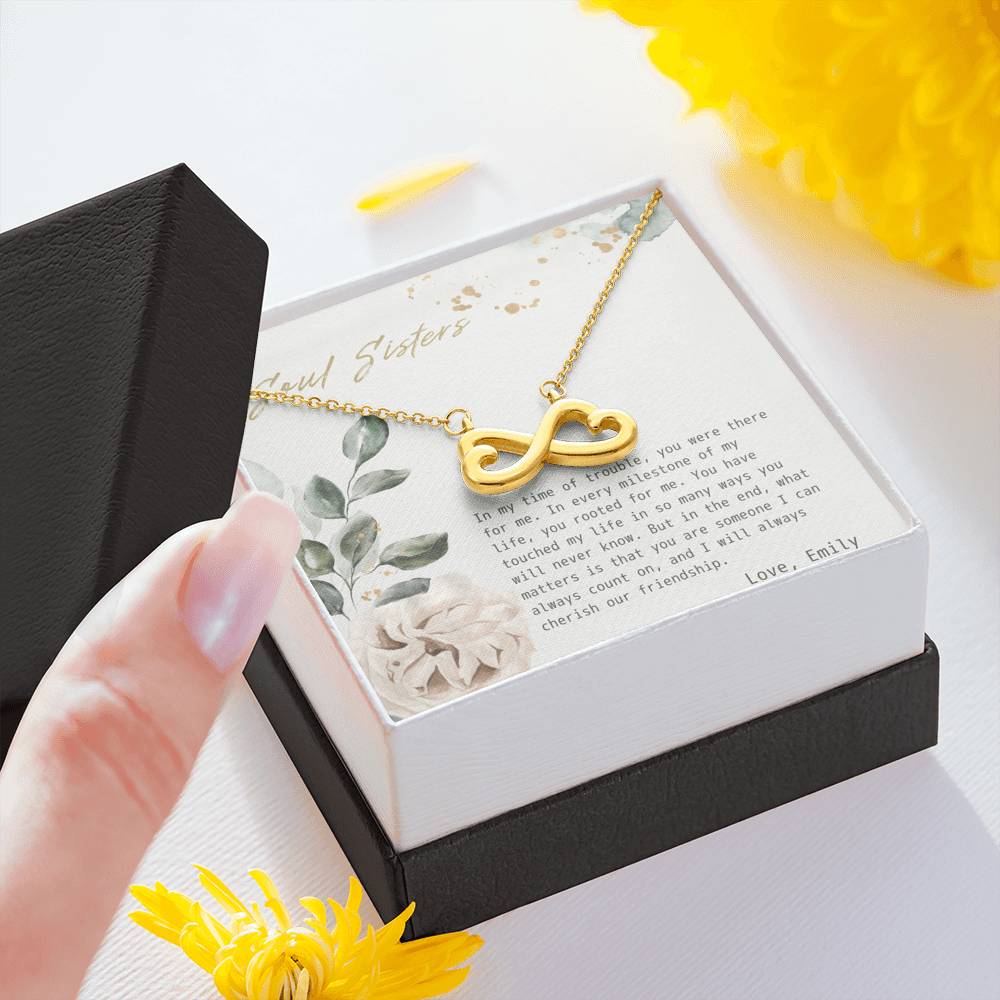 Necklace Gift To My Soul Sister On Her Engagement Wedding Birthday Infinity Heart Pendent With The Message Card