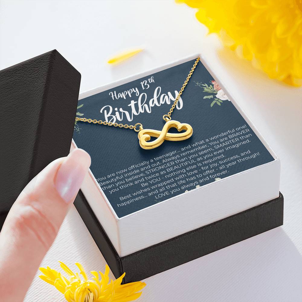 Personalized Daughter Sister Niece Necklace for Her Valentines Birthday Gift Infinite Hearts Necklace for Women with Message  Card