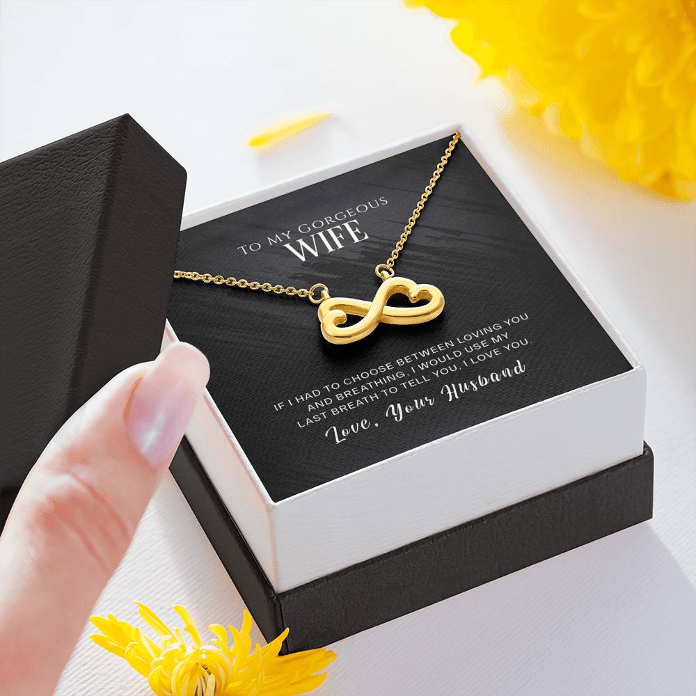 Personalized To My Wife Necklace  for Her Birthday Valentines Anniversary Gift for Wife Infinity Hearts Necklace for Women with Message  Card