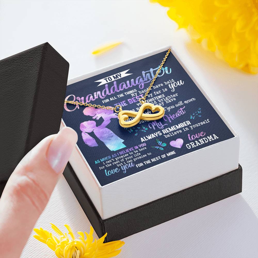 Personalized Granddaughter Necklace  for Her Birthday Valentines Gift Infinity Hearts Necklace for Women with Message  Card Silver Jewelry