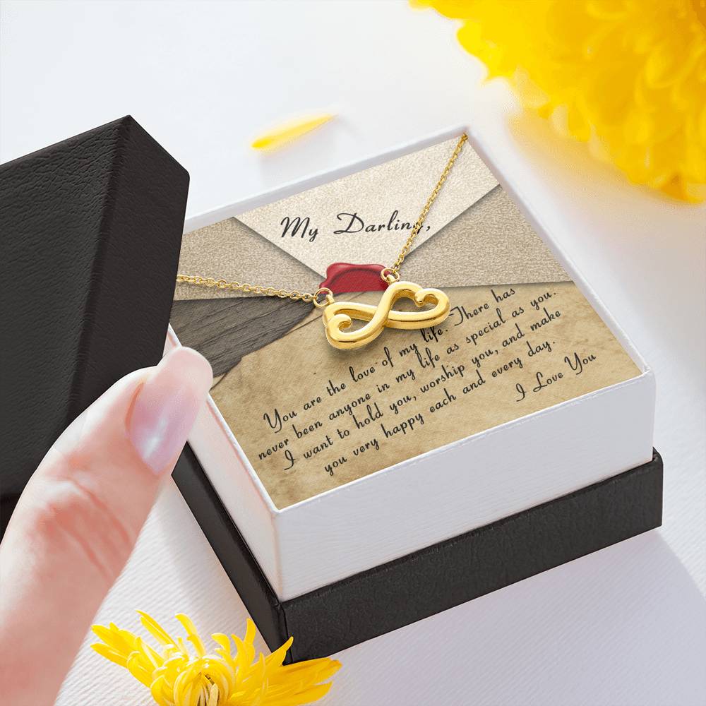 Personalized Girlfriend Wife Necklace  for Her Valentines Birthday Anniversary Gift Infinity Hearts Necklace for Women with Message  Card