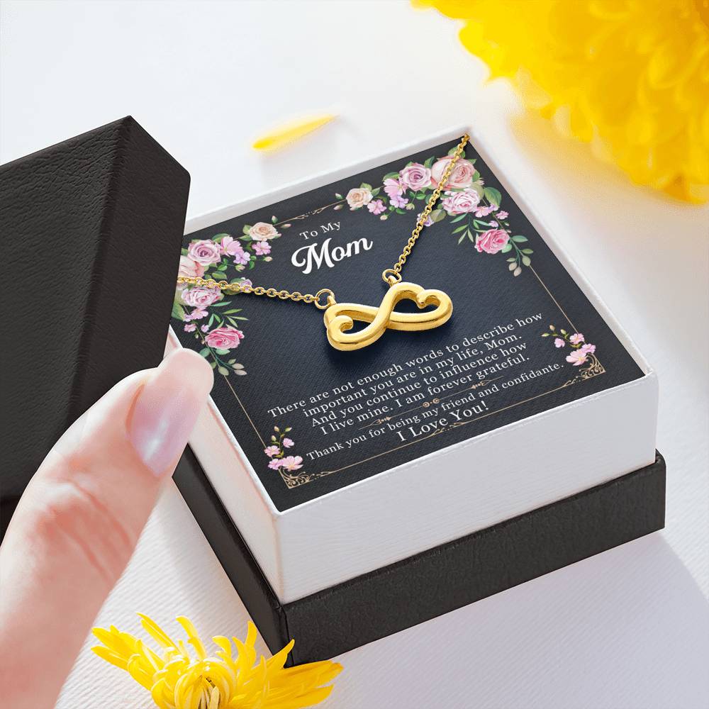 Personalized Gift To My Mom Necklace Birthday Valentines Gift to my mother Silver Jewelry for Women Infinity Necklace with Message Card