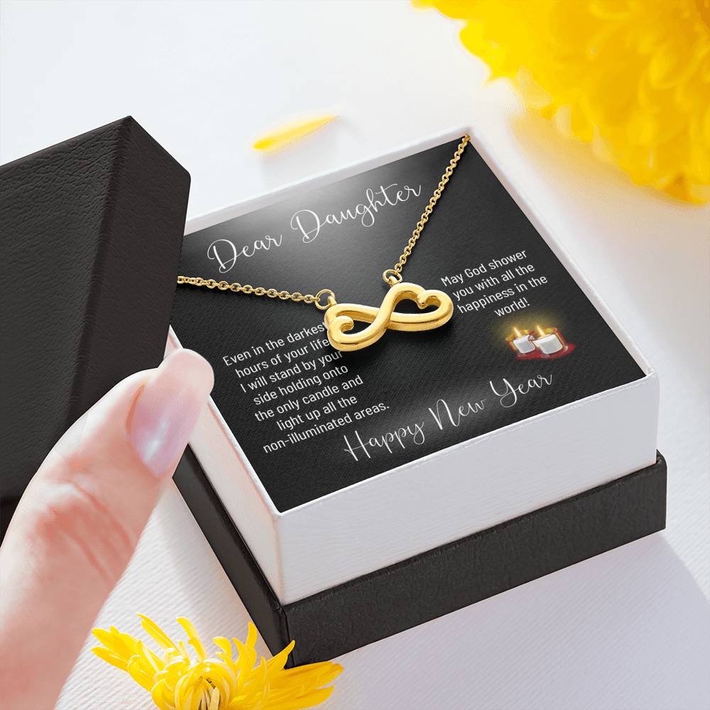 Personalized Gift Daughter Necklace for Her Valentines Birthday  Gift Infinity Hearts Necklace for Women with Message  Card