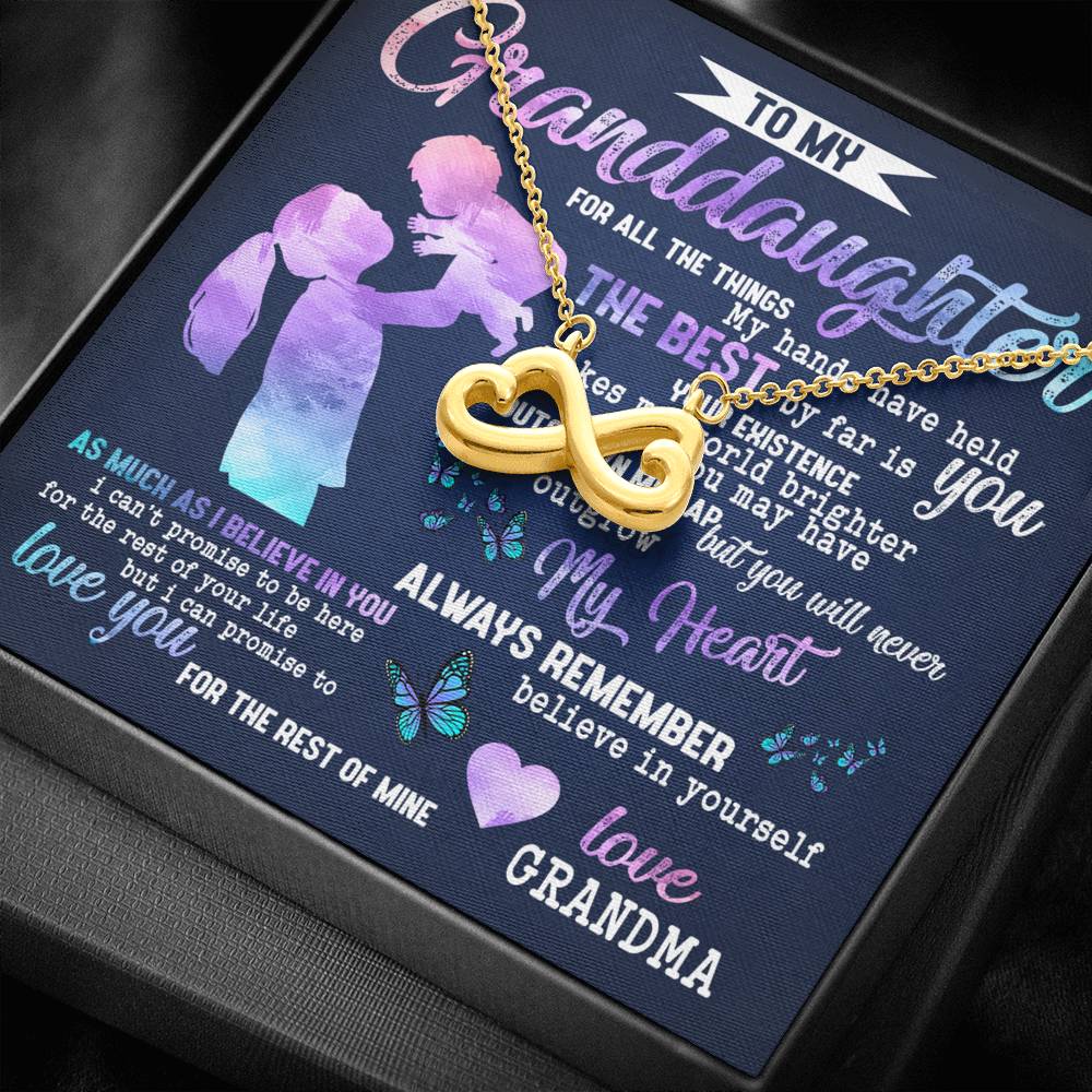 Personalized Granddaughter Necklace  for Her Birthday Valentines Gift Infinity Hearts Necklace for Women with Message  Card Silver Jewelry