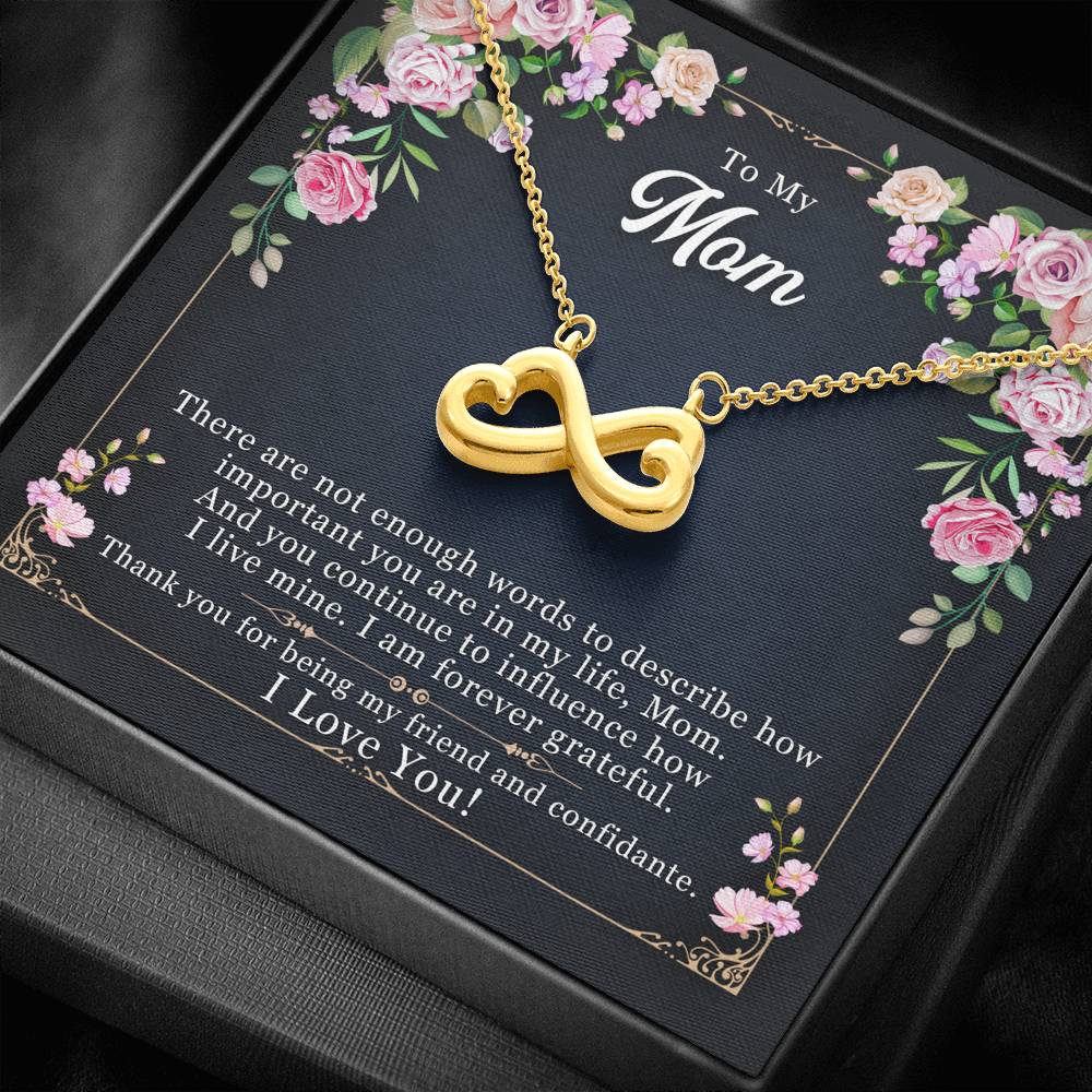 Personalized Gift To My Mom Necklace Birthday Valentines Gift to my mother Silver Jewelry for Women Infinity Necklace with Message Card