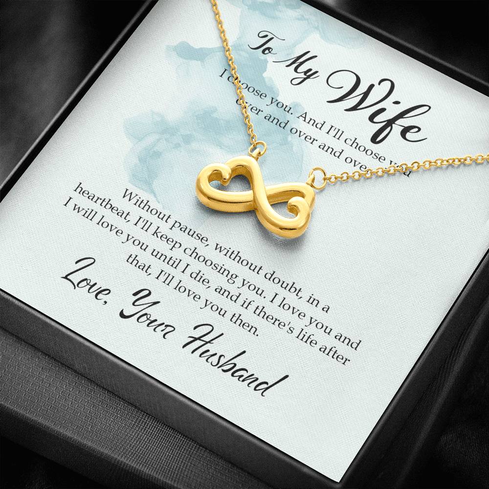 Infinity Necklace Gift For Wife From Husband Valentine's Day Engagement Anniversary  For Women Personalized Small Pendant POD Message For Her