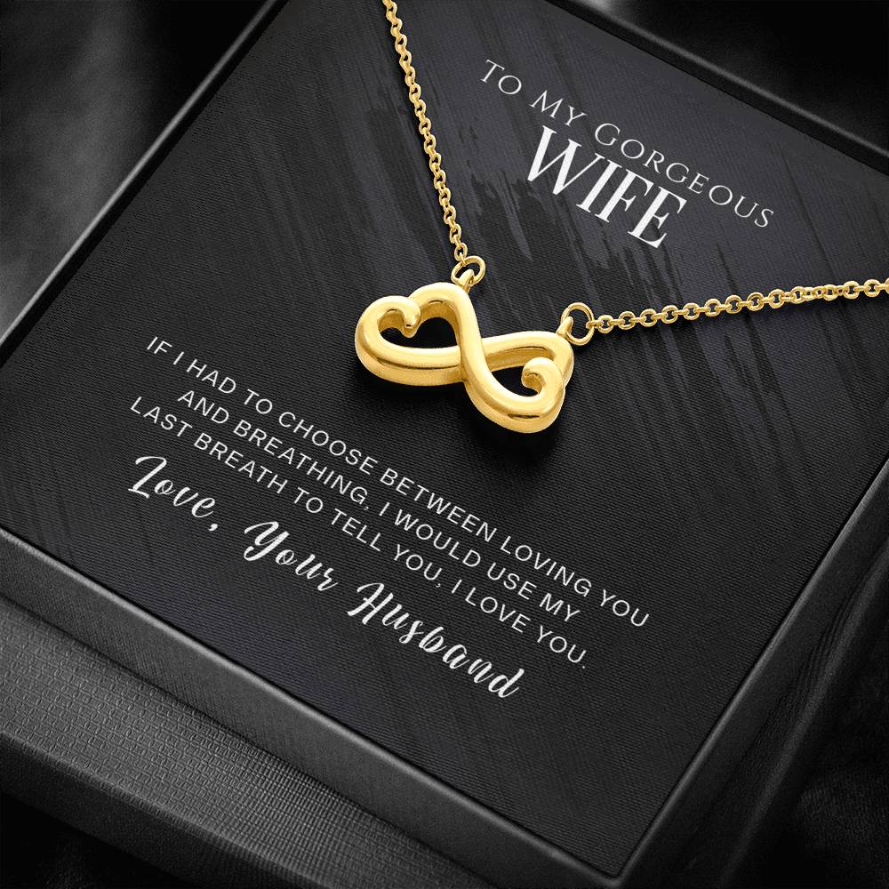 Personalized To My Wife Necklace  for Her Birthday Valentines Anniversary Gift for Wife Infinity Hearts Necklace for Women with Message  Card