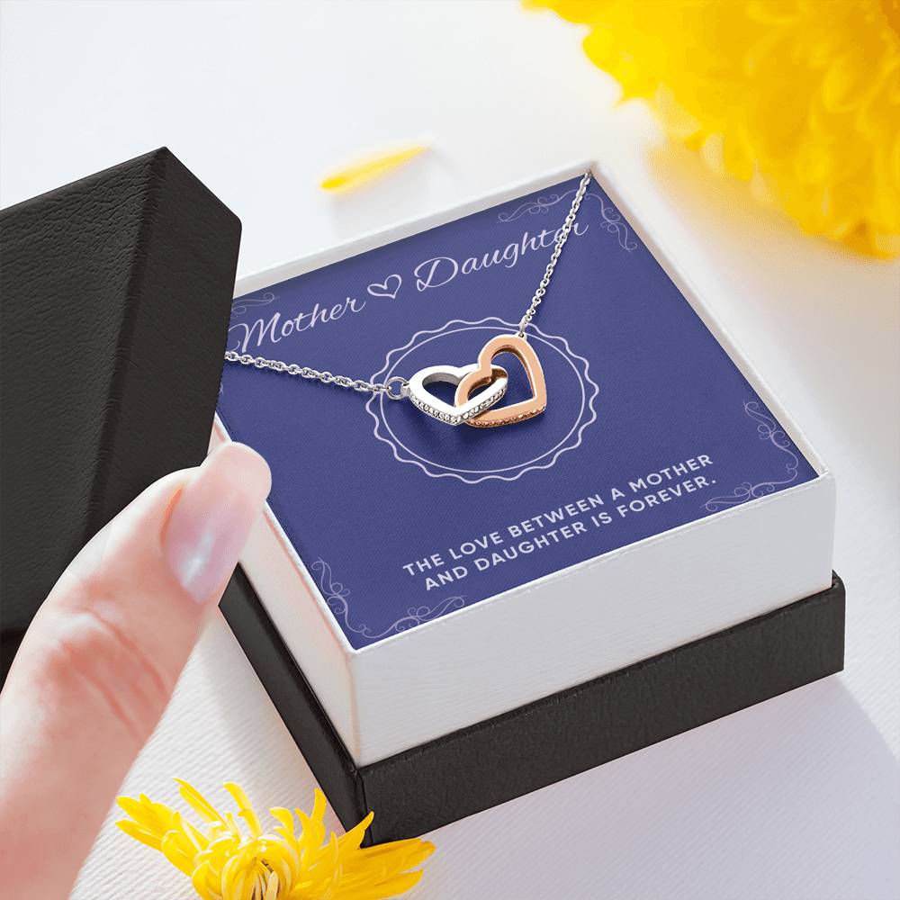 Personalized Gift To My Daughter Interlocking Hearts Necklace Jewelry Pendant For Her Birthday Graduation Valentines Custom Message Card From Mom